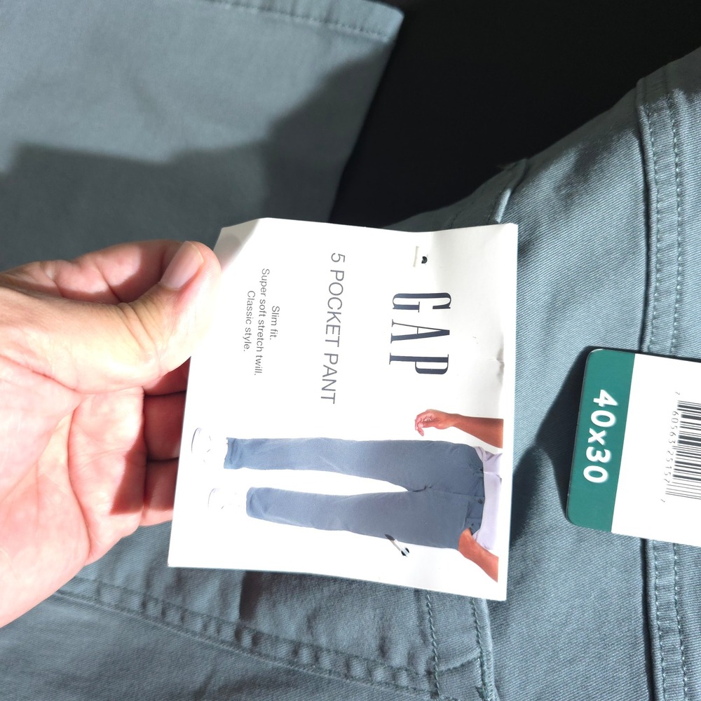 GAP 5 Pocket Pant Mens 40x30 Blue Slim Fit Stretch Twill GP007911 Cotton Casual - Picture 10 of 12